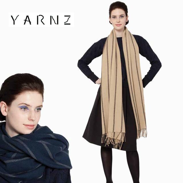 【YARNZ】14AW/ヤーンズ Pin Stripes/ピンストライプ・カシミアとウール・カシミヤ ストール 大判 厚手のカシミアストール/ヤーンツ/YARNZ NEW YORKの通販