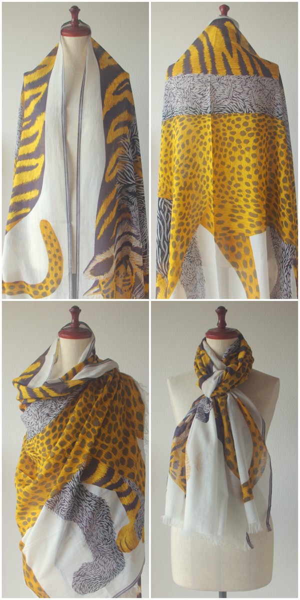 【INOUI EDITIONS】イヌイ エディションズ CHEETAH コットン 大判 ストール 薄手 夏 春 春夏 紫外線 レディース メンズ  おしゃれ ブランド 夏用ストール チーター 動物柄 柄物 綿 100% uv UVカット フランスデザイン スカーフ 冷房対策 inouitoosh  