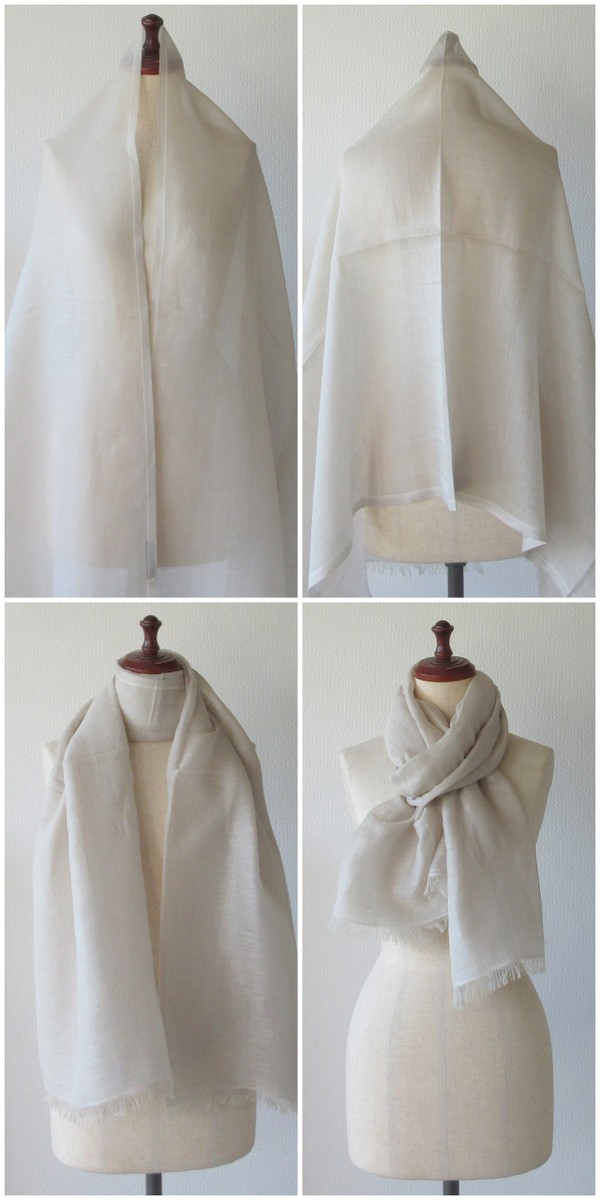インド製 カディアンドコー Khadi&amp;co コットン 大判ストール ライトグレー/ショール サイドフリンジ【2400014516579】 インド製 カディアンドコー Khadi&co コットン 大判ストール ライト