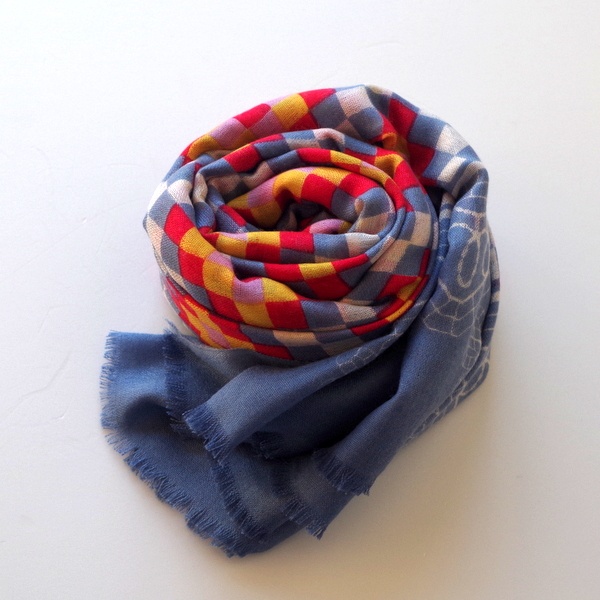 【YARNZ NEWYORK】16SS ヤーンズ Lace Quilt カシミア70%・シルク30%　カシミヤストール 大判　ストール Blue  ブルー ヤーンツ★送料無料