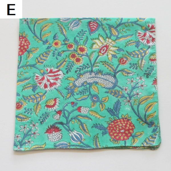 バンダナ 大きめ ハンカチ かわいい インド綿 ブロックプリント 50