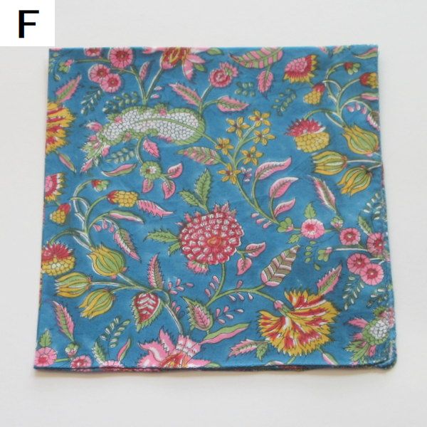 バンダナ 大きめ ハンカチ かわいい インド綿 ブロックプリント 50