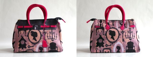 バーキン風 プリントバッグ】だまし絵 転写モチーフ/2WAY