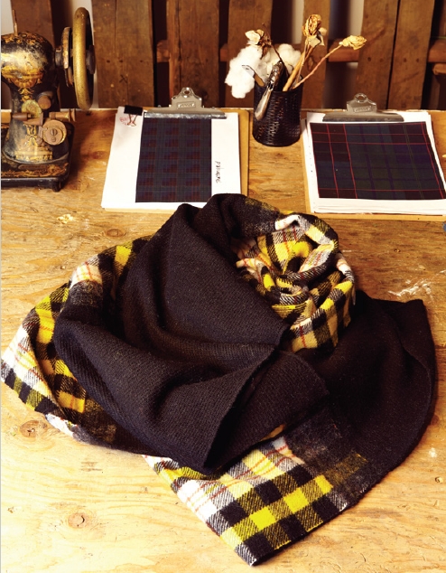 YARNZ】15AW/ヤーンズ Check Plaid with knit/大判ストール STANDARD